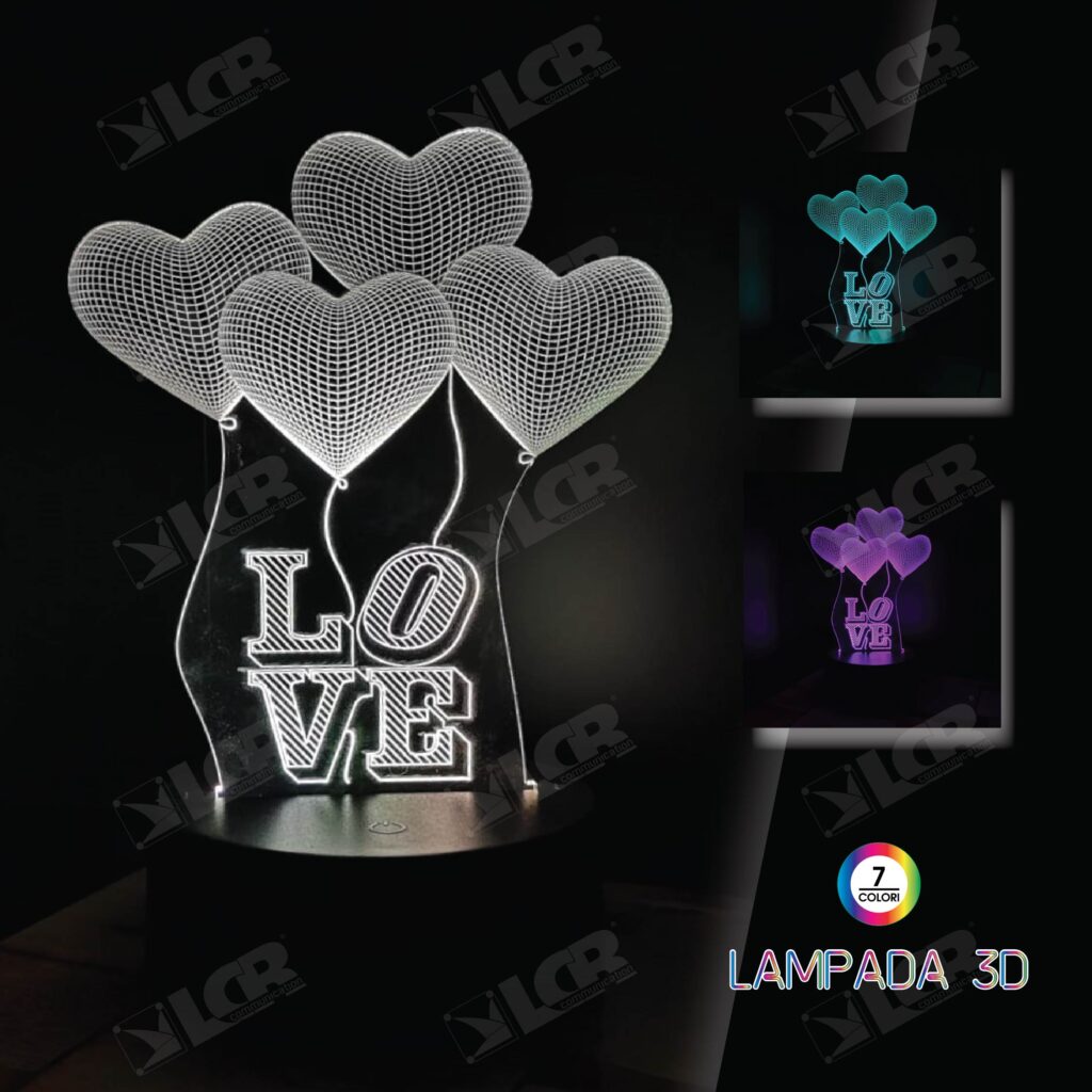 Lampada 3D Love Balloons