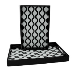 Set 2 vassoi rettangolari bianco e nero – Tognana