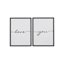 Quadri con scritta i love you con cornice in legno nero