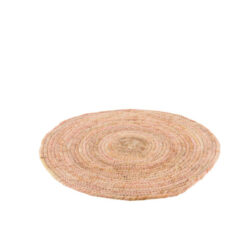 Tovaglietta rotonda rosa chiaro in fibre naturali