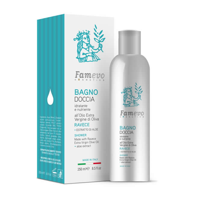 Proprietà: bagno doccia che svolge una delicata azione detergente e idratante. Crea una sensazione di piacere e di benessere.