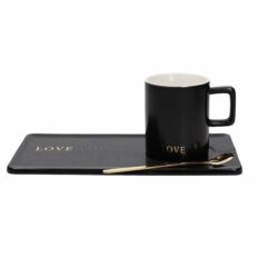 Mug con piatto e cucchiaio oro – Tognana