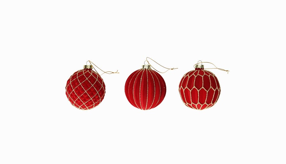 Palle di natale Velvet Ø 8 cm, 3 pz – Tognana