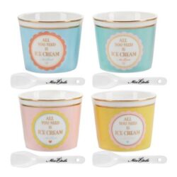 Coppette gelato con cucchiaini, 4 pz