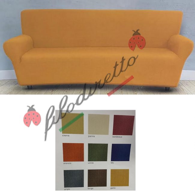 Linea oro Copridivano Elasticizzato, Copridivano 3 Posti Crema