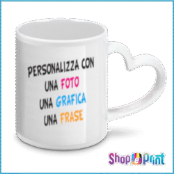 Tazza Bianca Personalizzata con Manico A Cuore