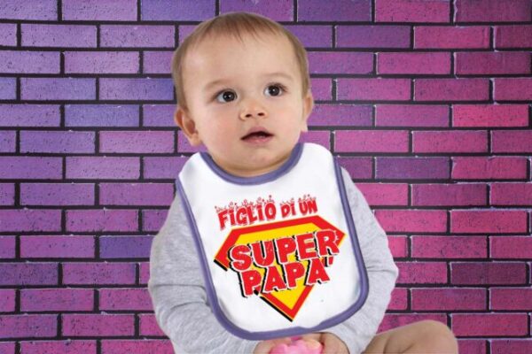 Bavaglino Neonato personalizzato Super Papà
