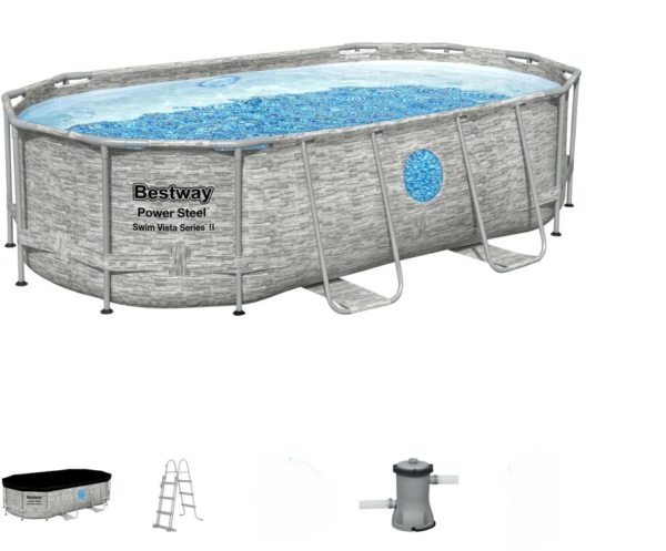 piscina bestway power steel con oblò swim vista ovale