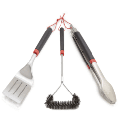 kit 3 pezzi paletta, pinza e spazzola per griglie weber