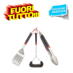kit 3 pezzi paletta, pinza e spazzola per griglie weber
