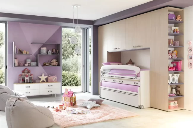 Cameretta Bambini A PONTE con letti salvaspazio KC 412