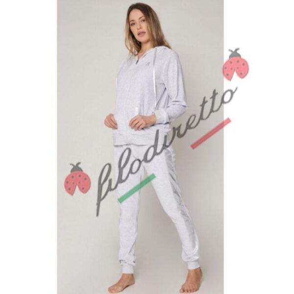 Admas Pigiama Tuta Donna Ciniglia Con Zip + Cappuccio