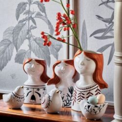 Vaso donna con foglie Anacu bianco Tognana