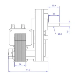 motoriduttore stufa a pellet 5 rpm albero 8,5 tipo bcz