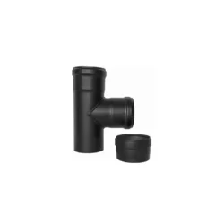 Raccordo a t 90° ffm pellet smaltato diam. 80 con tappo