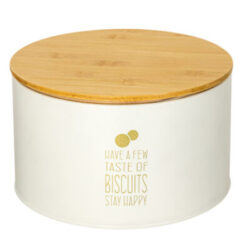 Biscottiera Stay happy con tappo bamboo