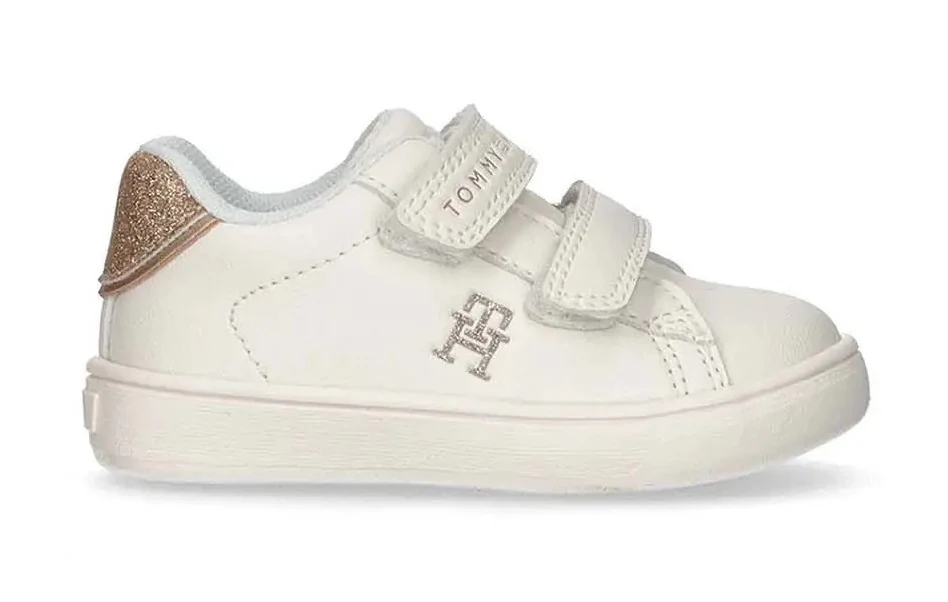 Sneakers basse bambina bianco/oro tommy hilfiger
