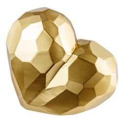Cuore sfaccettato in resina dorata