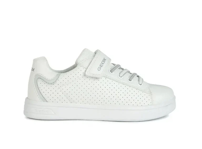 Scarpe Sportive in Pelle Bianca per Bambino Geox