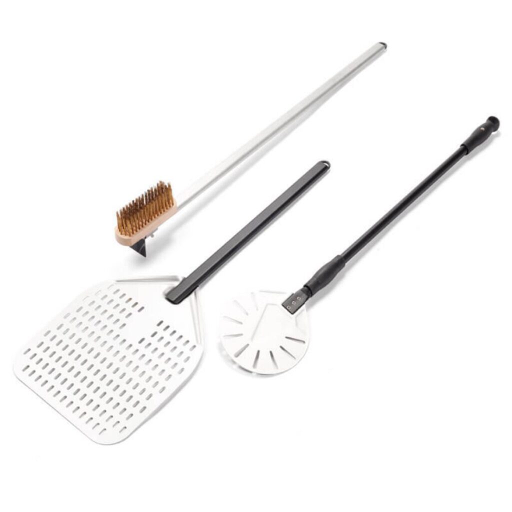kit 3 utensili pizzaiolo spazzola, pala ,palino 100cm