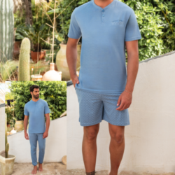 Kissimo Biancaluna Pigiama Uomo 3 Pezzi Cotone