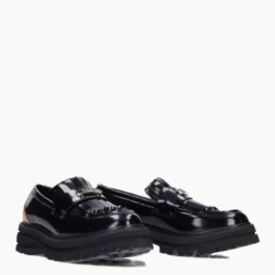 Mocassini Donna Platform Nero con Frange e Inserto Geo