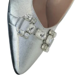 Chanel Donna con Strass in Pelle Argentata