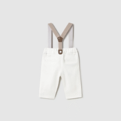 Pantalone Neonato Bretelle Bianco