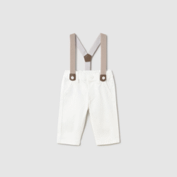 Pantalone Neonato Bretelle Bianco