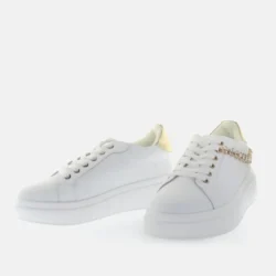 Sneakers Donna gioiello catena strass bianco