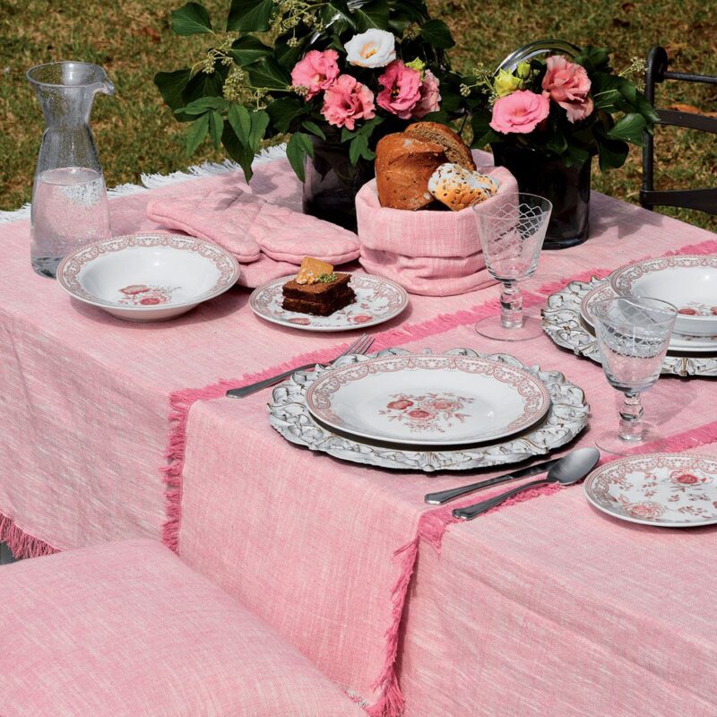 Tovaglia rettangolare Volterra rosa antico cm 150 × 300 - Image 2