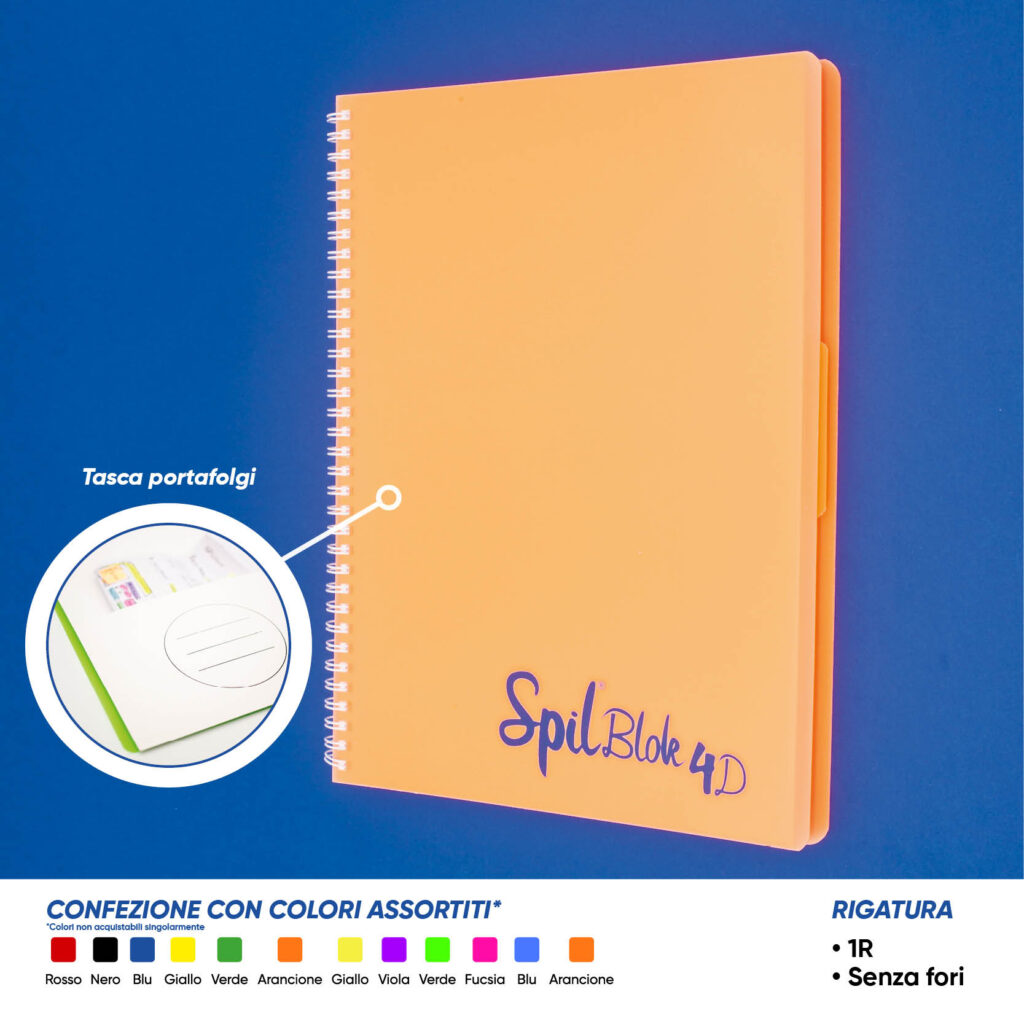 Quaderno maxi spiralato A4 spil spil blok 4d fluo 80ff 1R