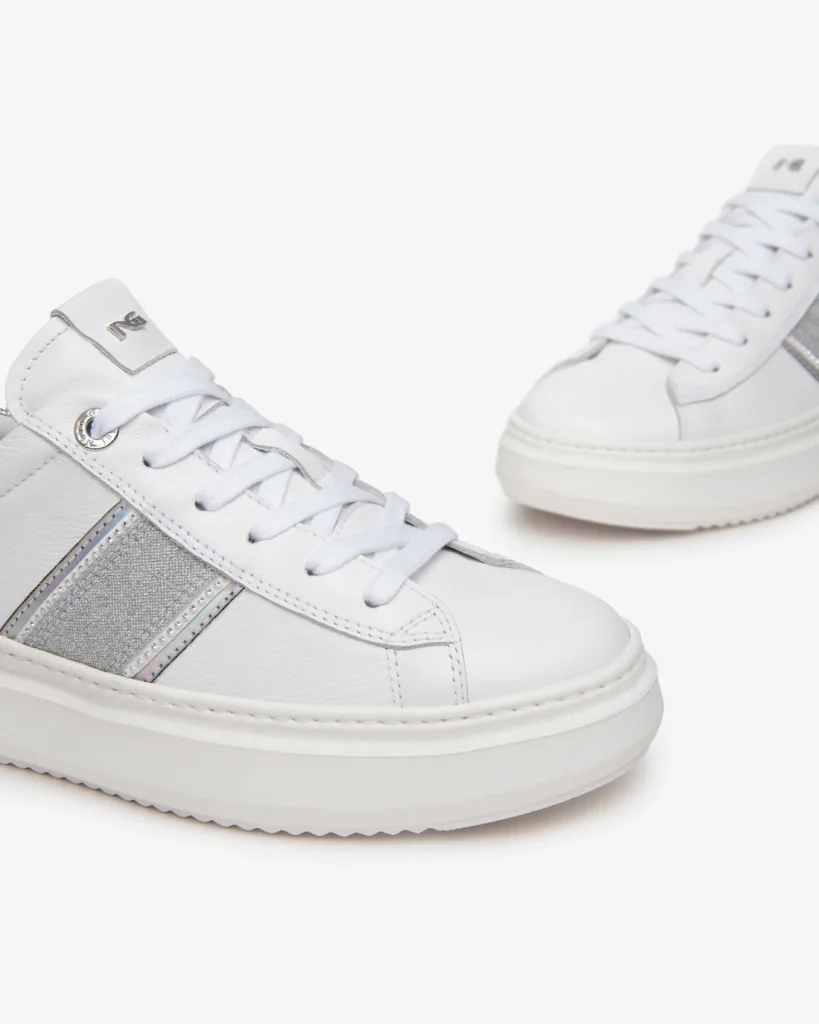 Sneakers donna in pelle Bianco NeroGiardini - Image 3