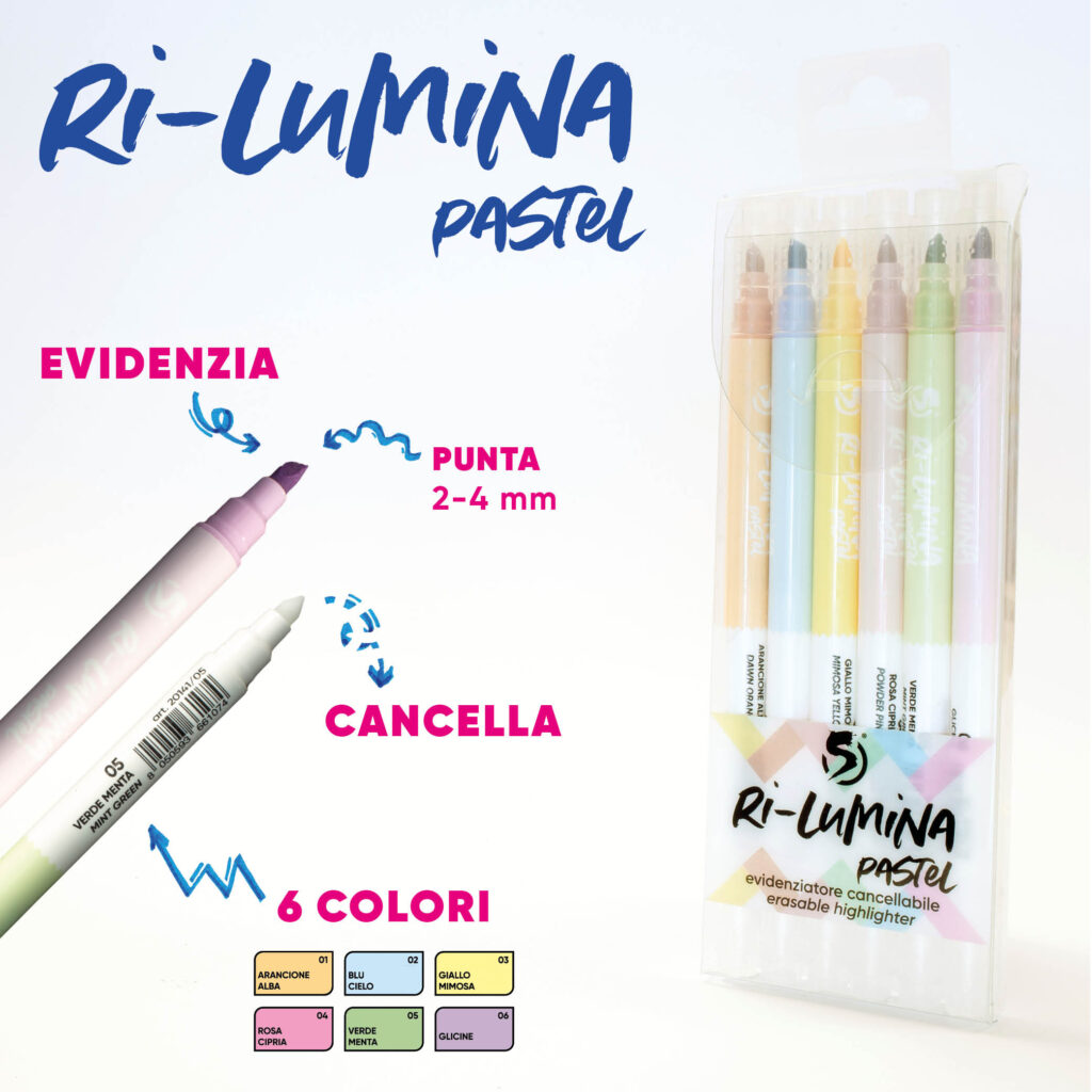 evidenziatore cancellabile spil ri lumina pastel