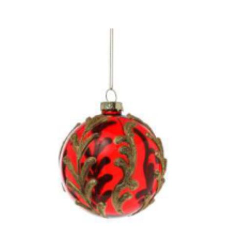 Pallina di Natale Sfera con Decorazioni Floreali