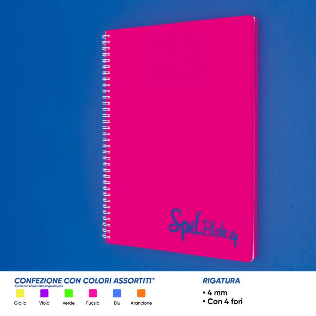 Quaderno spiralato 4 mm A4 spilblok4 fluo 80 ff