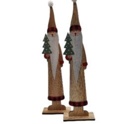 figura babbo natale in legno decorato h 50 cm cf 2 pezzi
