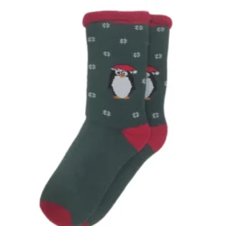 Calza Corta Donna Natalizia Pile Fantasia Pinguino Carla