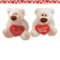 Orsetto peluche bianco-marrone con cuore 40 cm