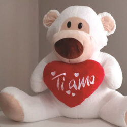 Orso peluche bianco-marrone con cuore 100 cm