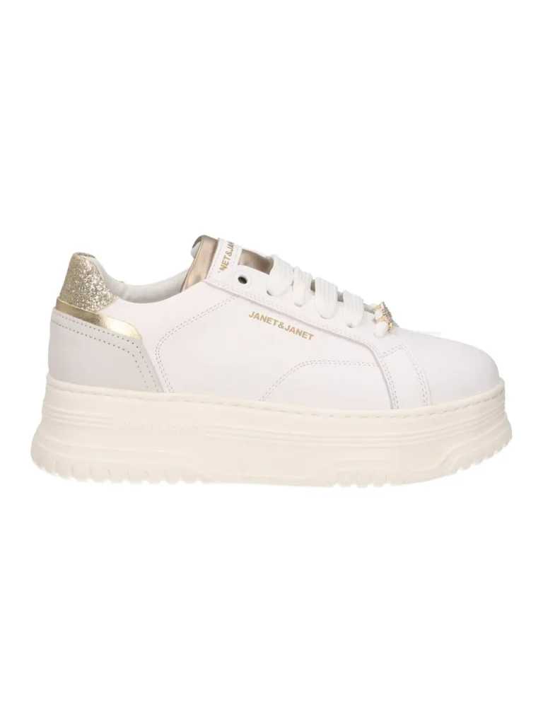 Sneakers donna bianca in pelle con charm Janet&Janet
