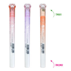 fineliner e timbro miao paw 3 pezzi rosa-fucsia-arancio