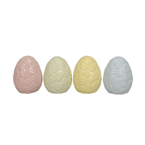 uovo ceramica lavorazione a fiori colori pastello 4 pezzi