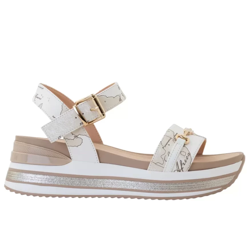 Sandalo Zeppa Bianco Donna Alviero martini Prima Classe