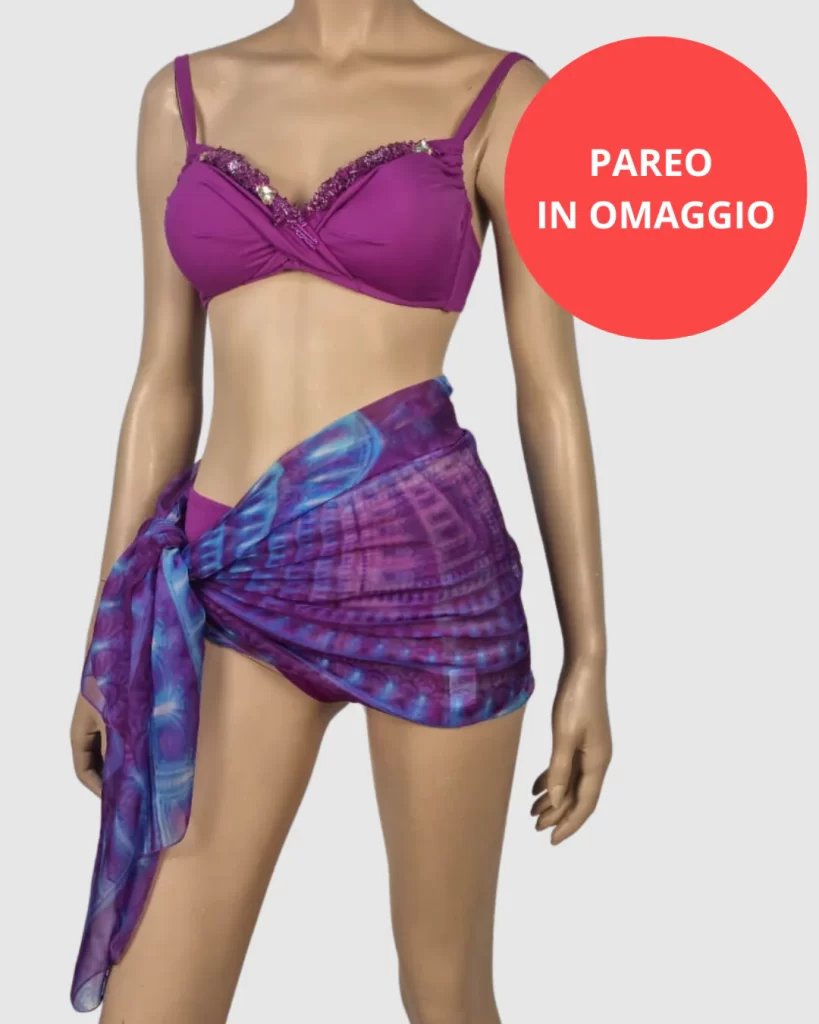 Costume Mare Donna 2 Pezzi + Pareo Port Rose