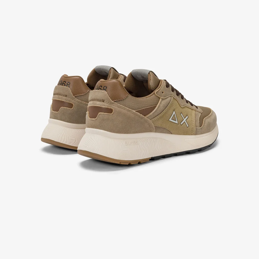 Sneaker Uomo Sun Daddy in nylon e suede beige scuro Sun68 - Image 3