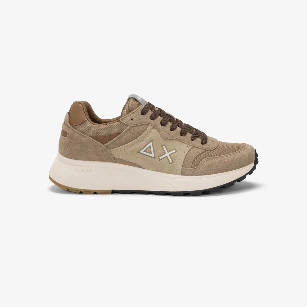 Sneaker Uomo Sun Daddy in nylon e suede beige scuro Sun68