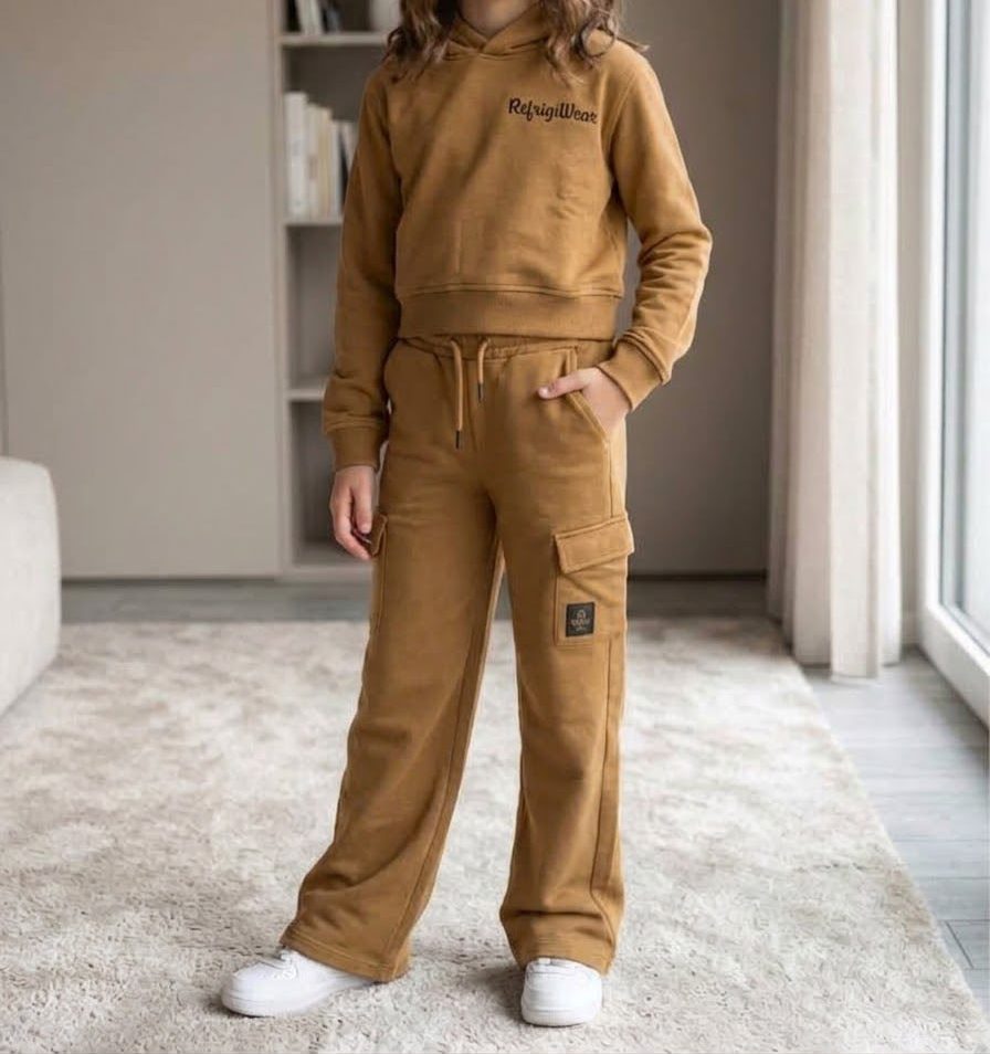 Tuta Bambina Ragazza Non Felpata Beige