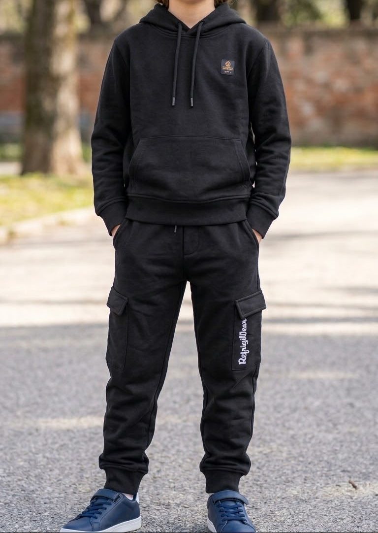 Tuta Bambino Ragazzo Non Felpata Nera