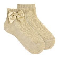 Calzino Neonata Bambina Lurex con Fiocco Oro Condor 3394